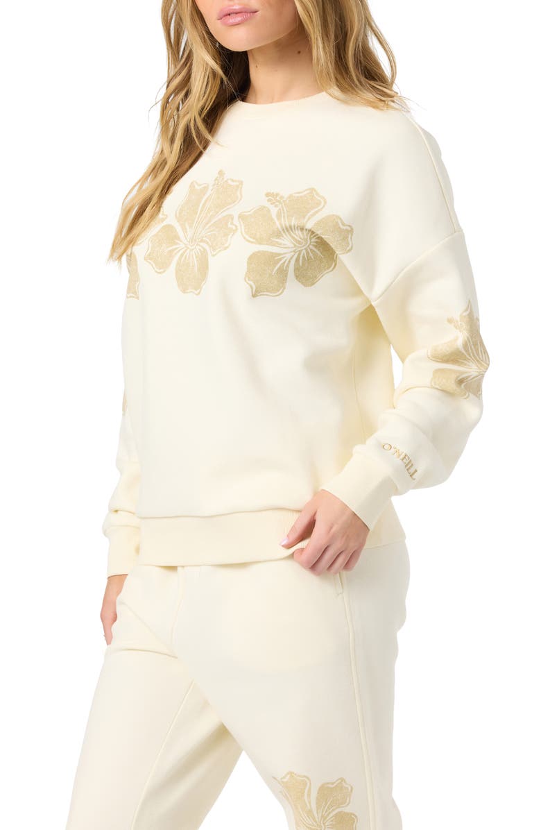 O'Neill Lei Floral Graphic Sweatshirt, Alternate, color, Winter White
