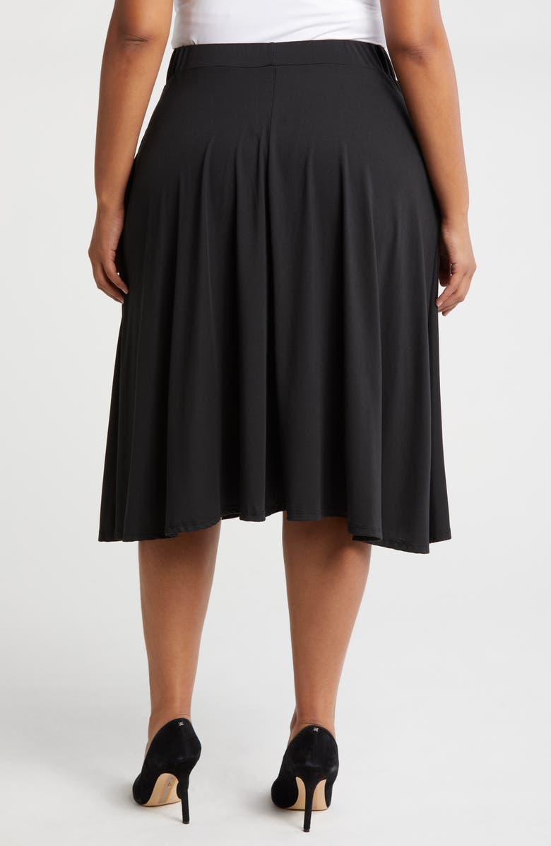 24seven Comfort Apparel Flowy Jersey Midi Skirt, Alternate, color, Black