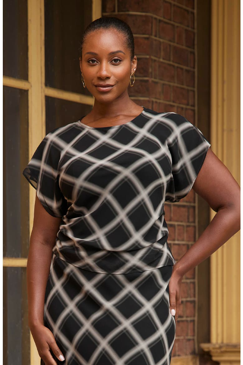 Cameron Woven Top, Alternate, color, BLACK/ BEIGE