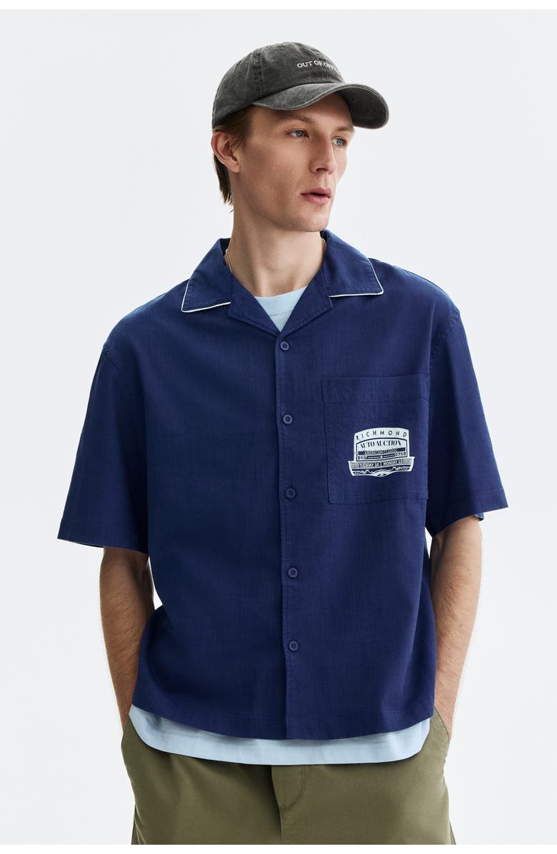 H&M Relaxed-fit printed shirt, Main, color, Navy Blue/Richmond