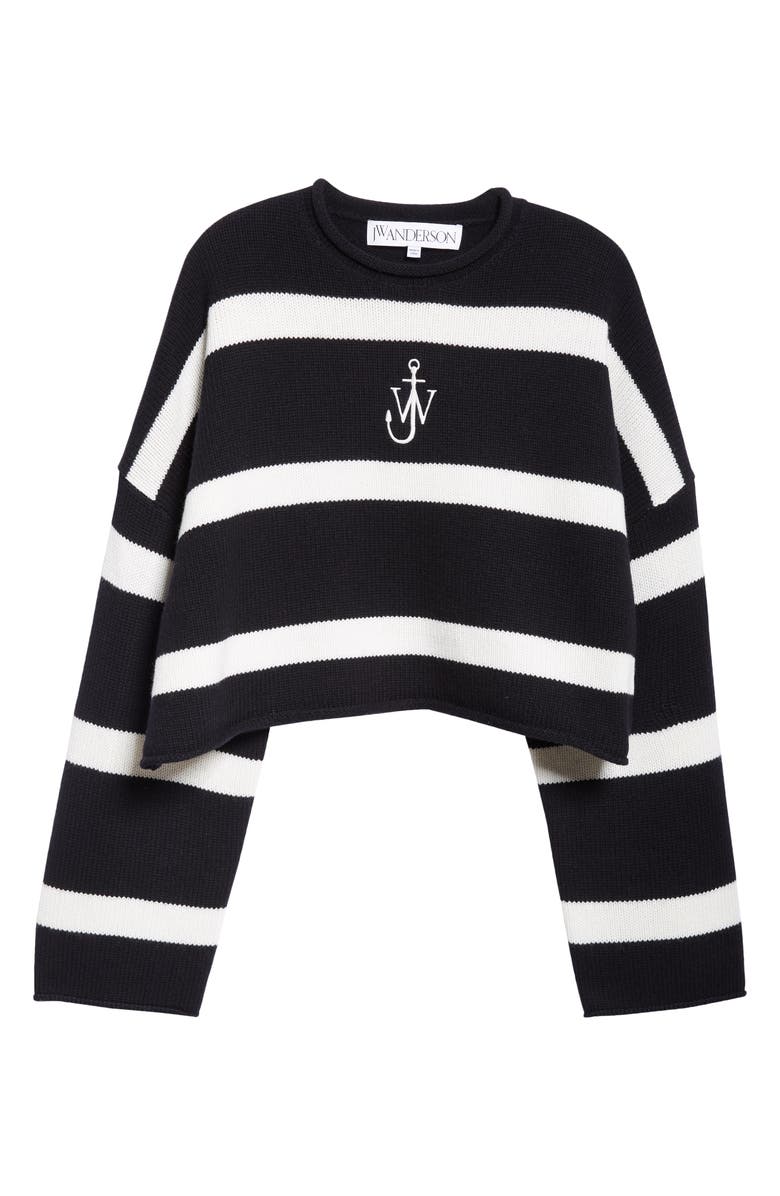 JW Anderson Anchor Logo Roll Neck Crop Cotton Sweater, Alternate, color,