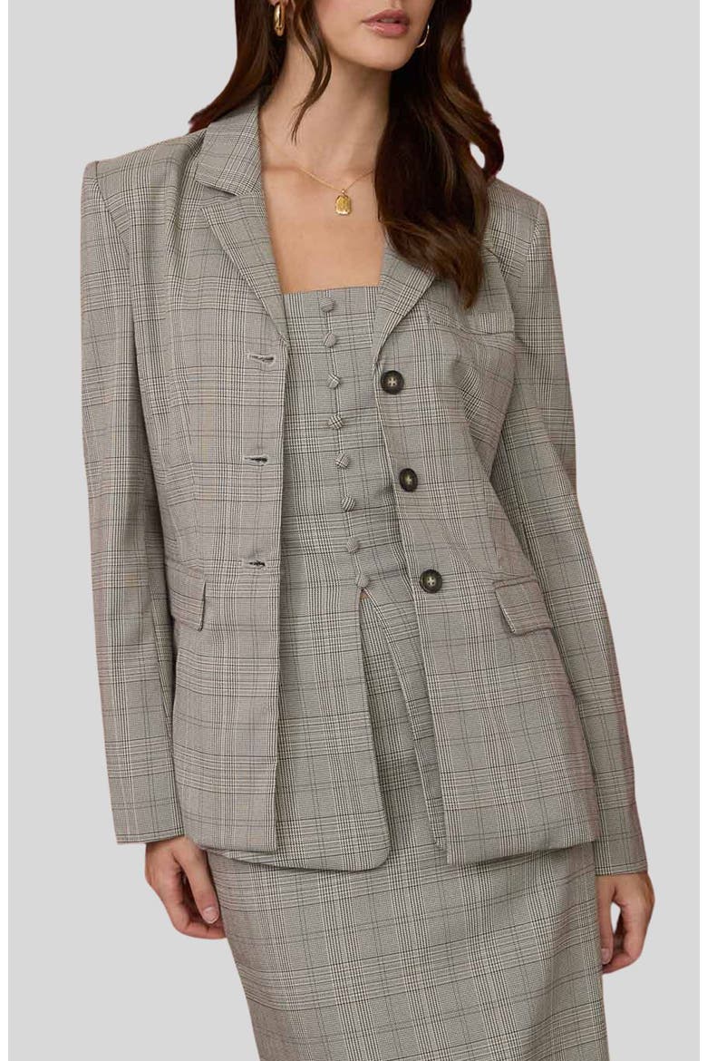 Plaid Blazer, Main, color, LIGHT TAUPE MULTI