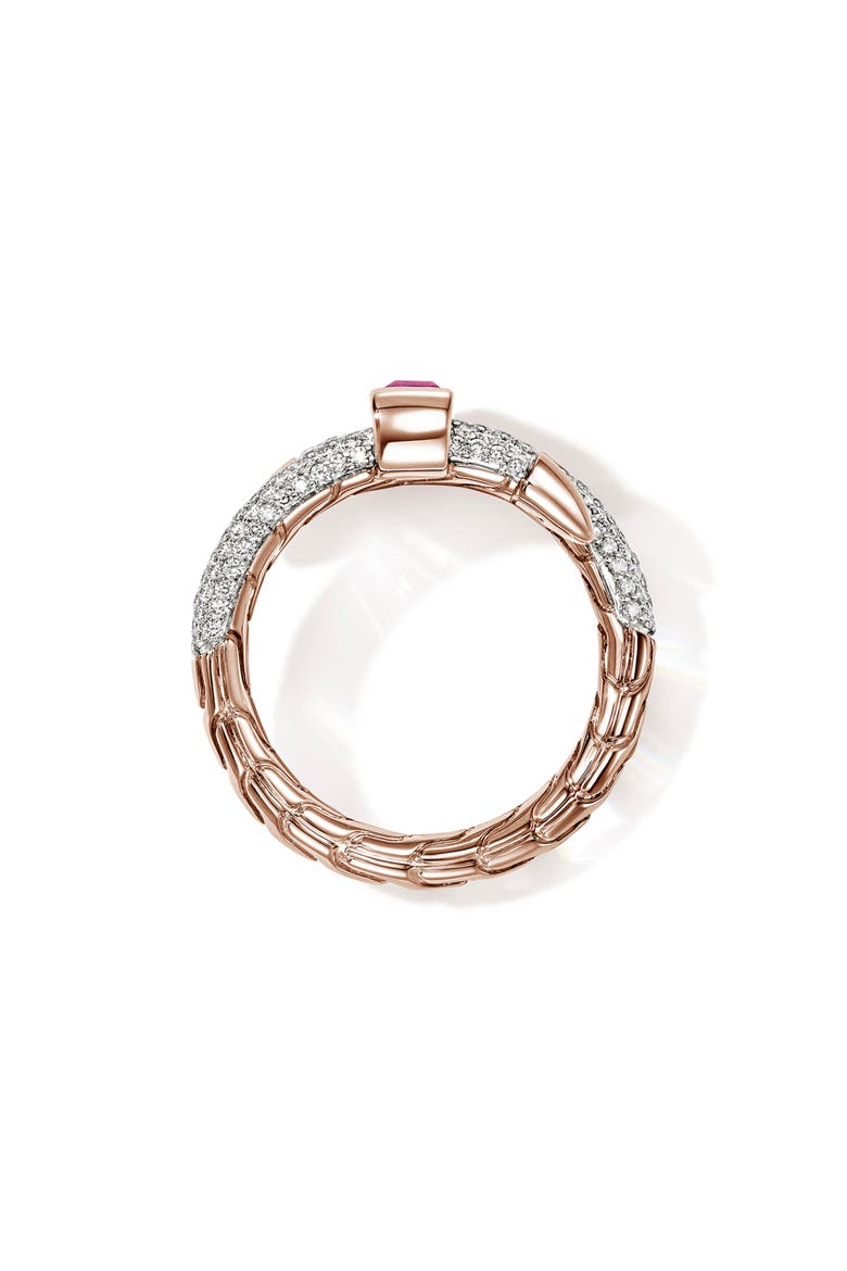 Artisan Series 18k Rose Gold Rubellite & Diamond Spear Coil Ring, Alternate, color, GOLD