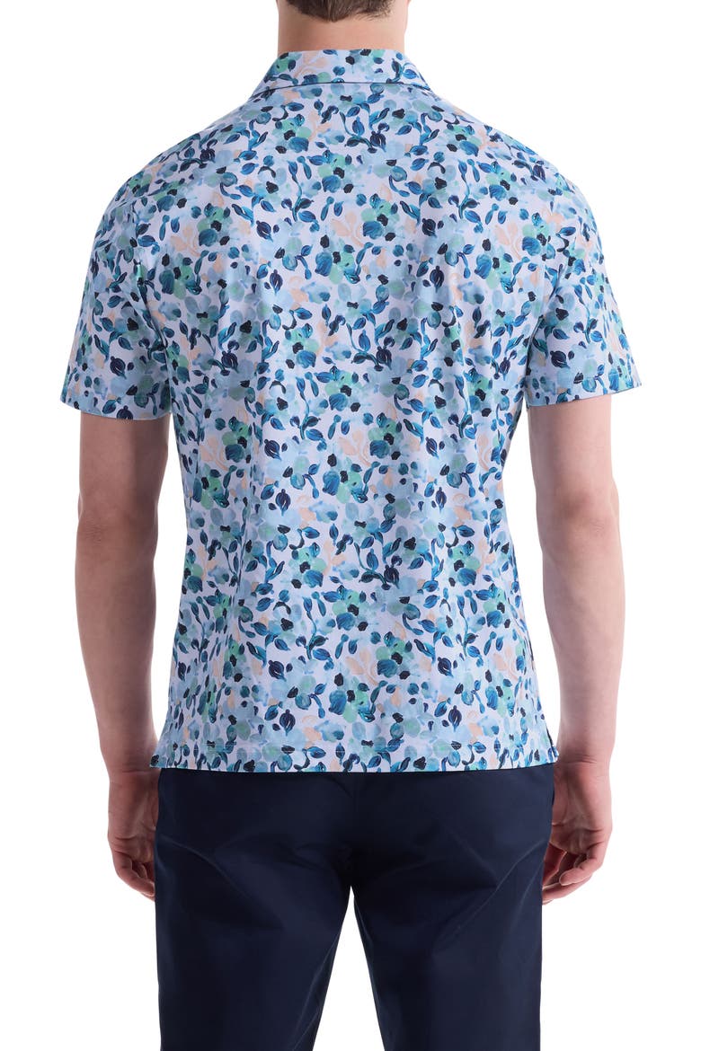 Hendrix Digital Abstract Floral Print Pima Cotton Polo, Alternate, color, MENTHOL