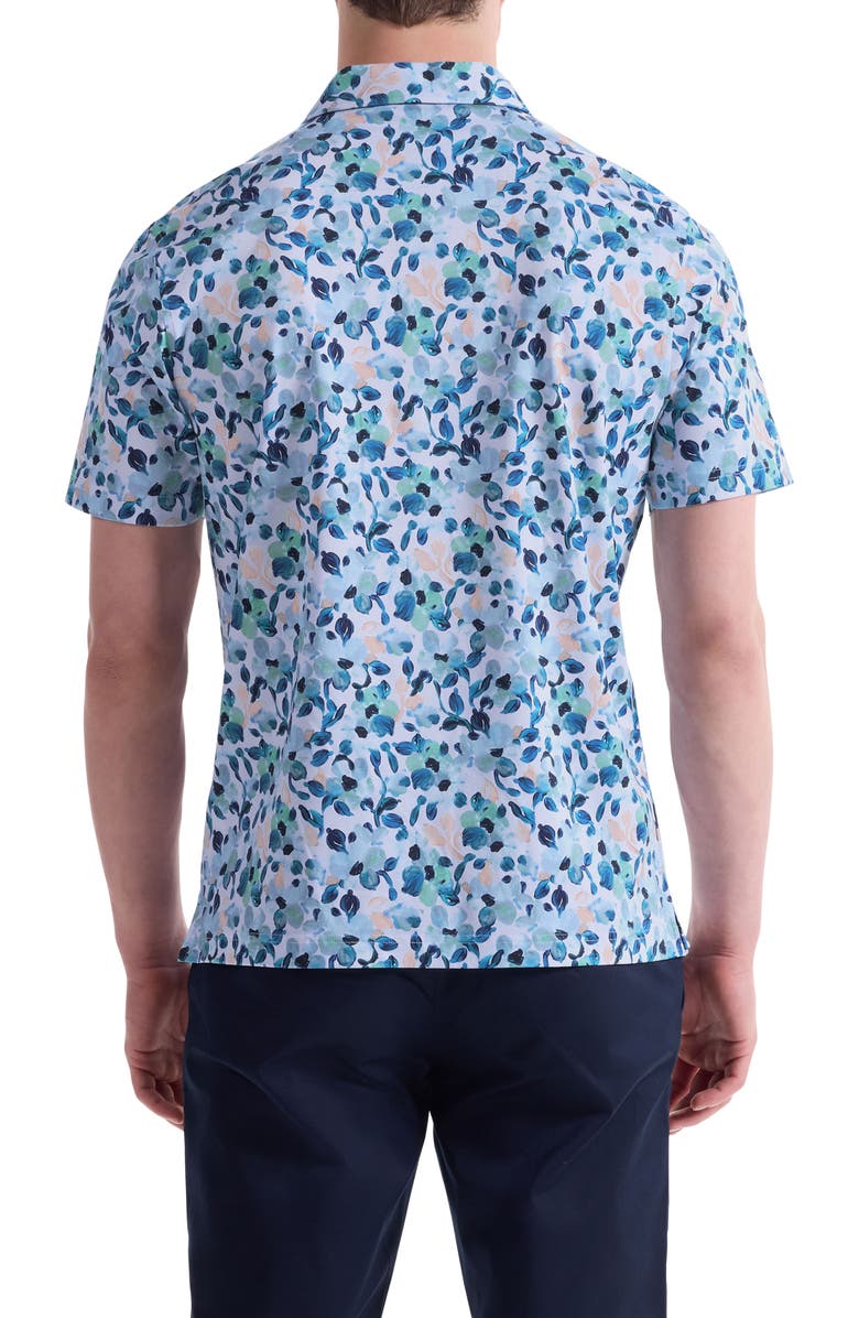 Bugatchi Hendrix Digital Abstract Floral Print Pima Cotton Polo, Alternate, color, Menthol