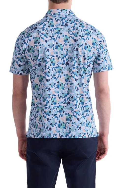 Bugatchi Hendrix Digital Abstract Floral Print Pima Cotton Polo In Blue