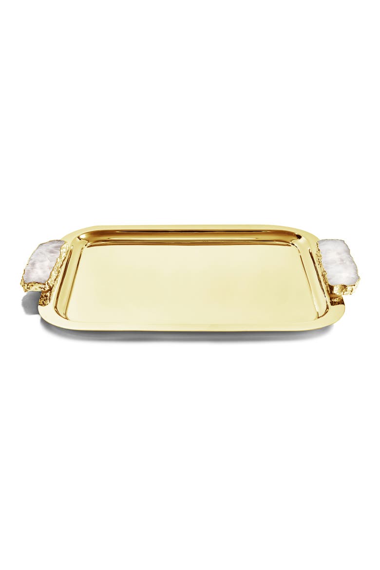 Hospitality Tray with Crystal Handles, Main, color, GOLD