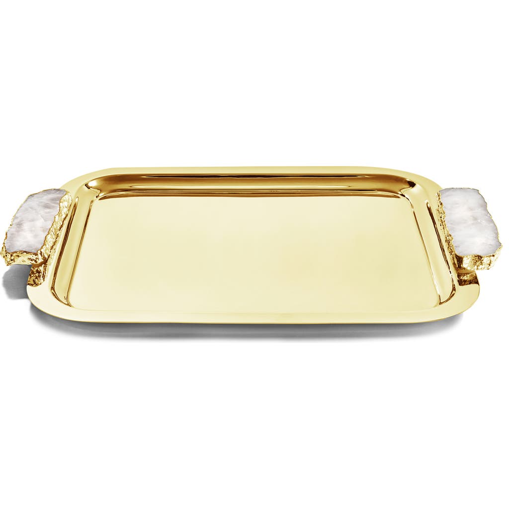 Anna New York Hospitality Tray With Crystal Handles In Gold