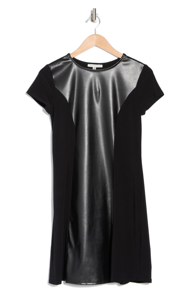 TASH AND SOPHIE Faux Leather A-Line Dress, Alternate, color, 