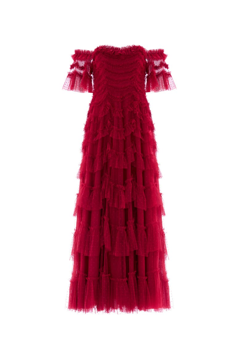 Aviana Off-Shoulder Gown, Alternate, color, Red