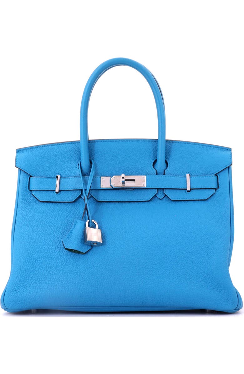 Pre-Owned Hermes Birkin Handbag Verso Togo with Palladium Hardware 30, Main, color, Verso-Bleu Zanzibar/Malachite