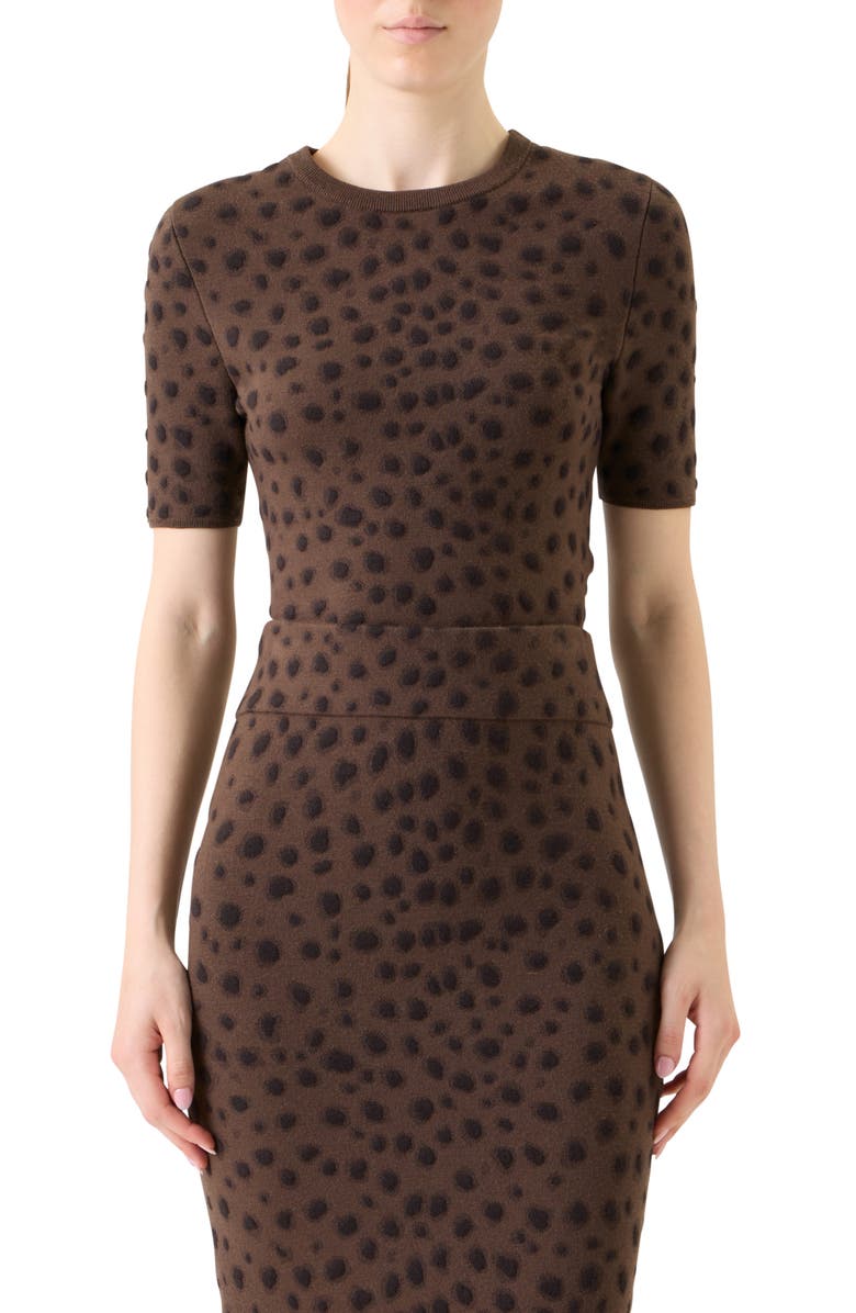 Akris punto Leopard Stretch Wool Sweater, Main, color, Hazel-Bark