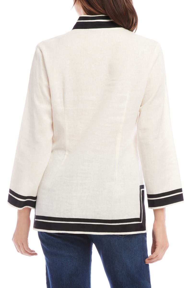 Karen Kane The St. Tropez Linen Blend Tunic, Alternate, color, Off White/ Black