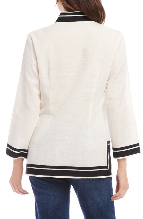 Shop Karen Kane The St. Tropez Linen Blend Tunic In Off White/black