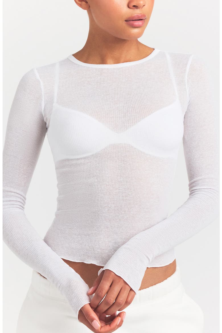 Sheer Cotton Blend T-Shirt, Alternate, color, SNOW