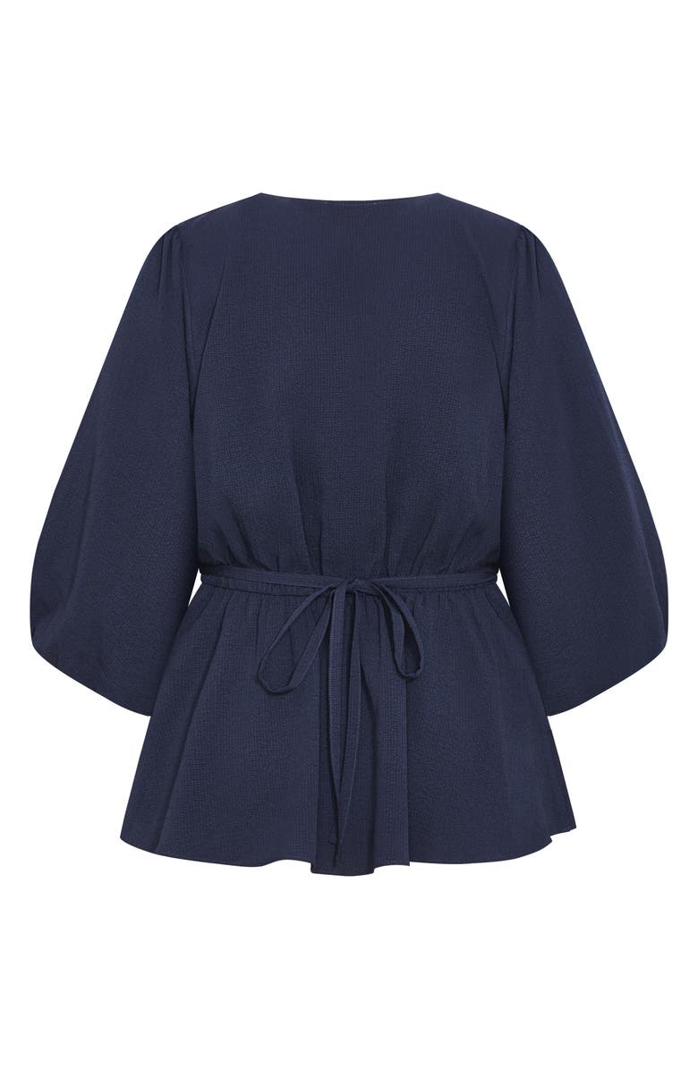 City Chic Celina Wrap Top, Alternate, color, Navy