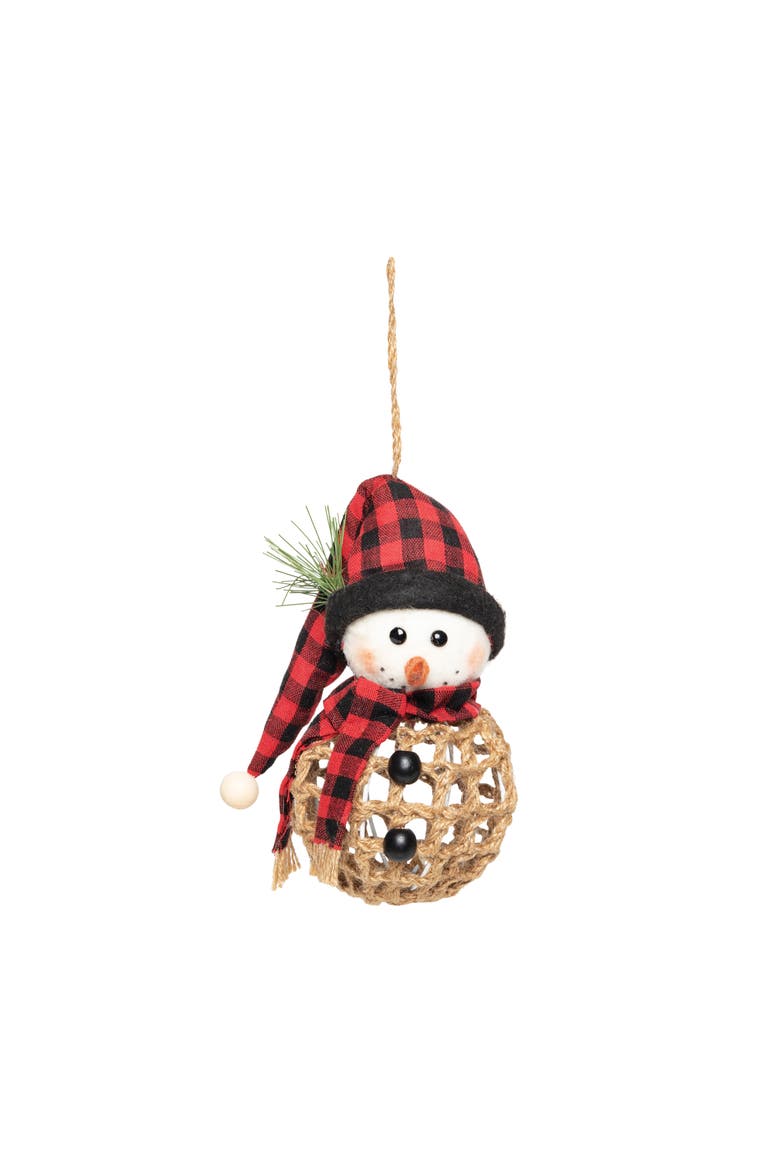 Snowman Ornament, Main, color, Red