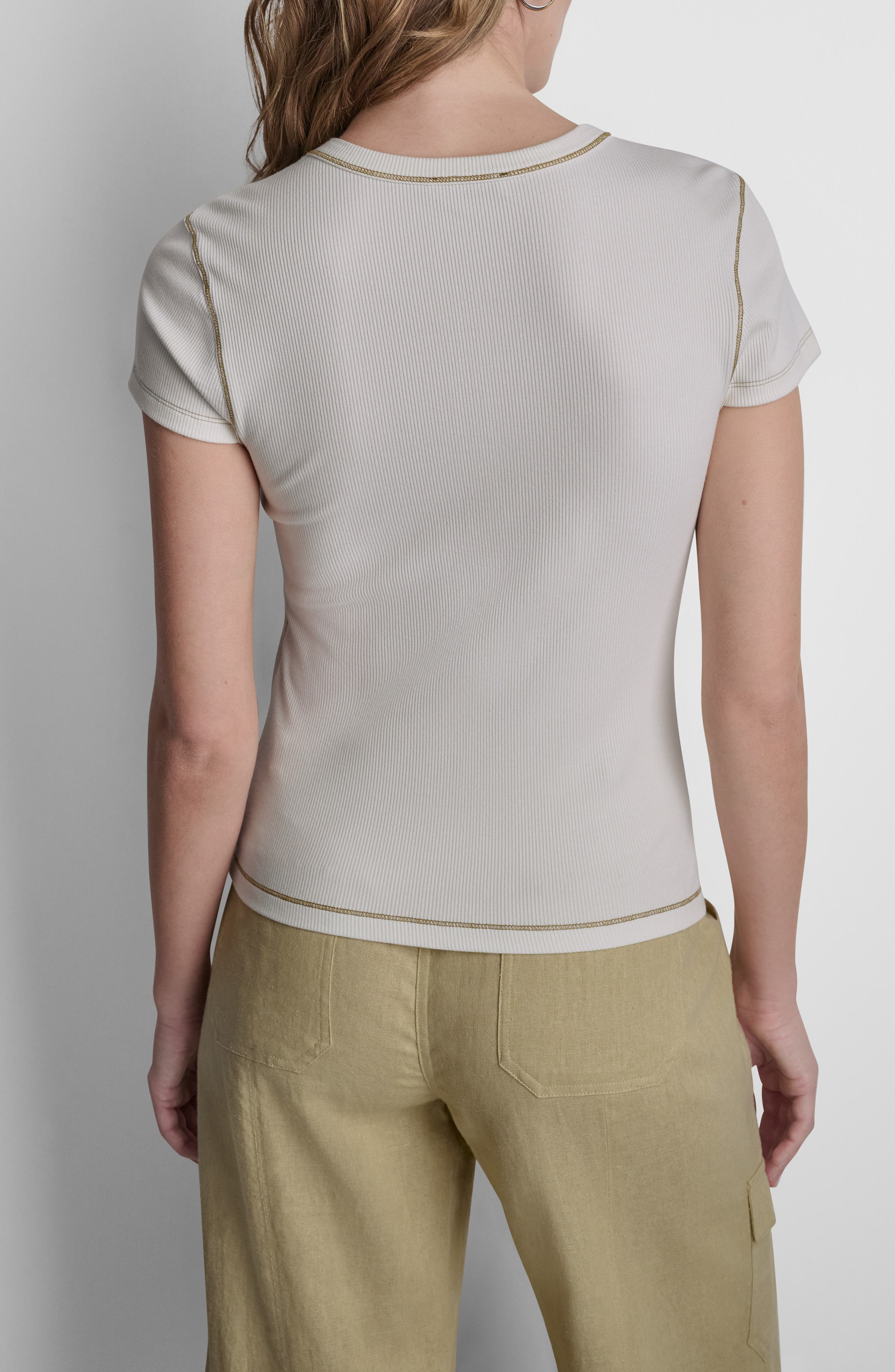 Contrast Stitch Cutout Detail Rib Top - image 4