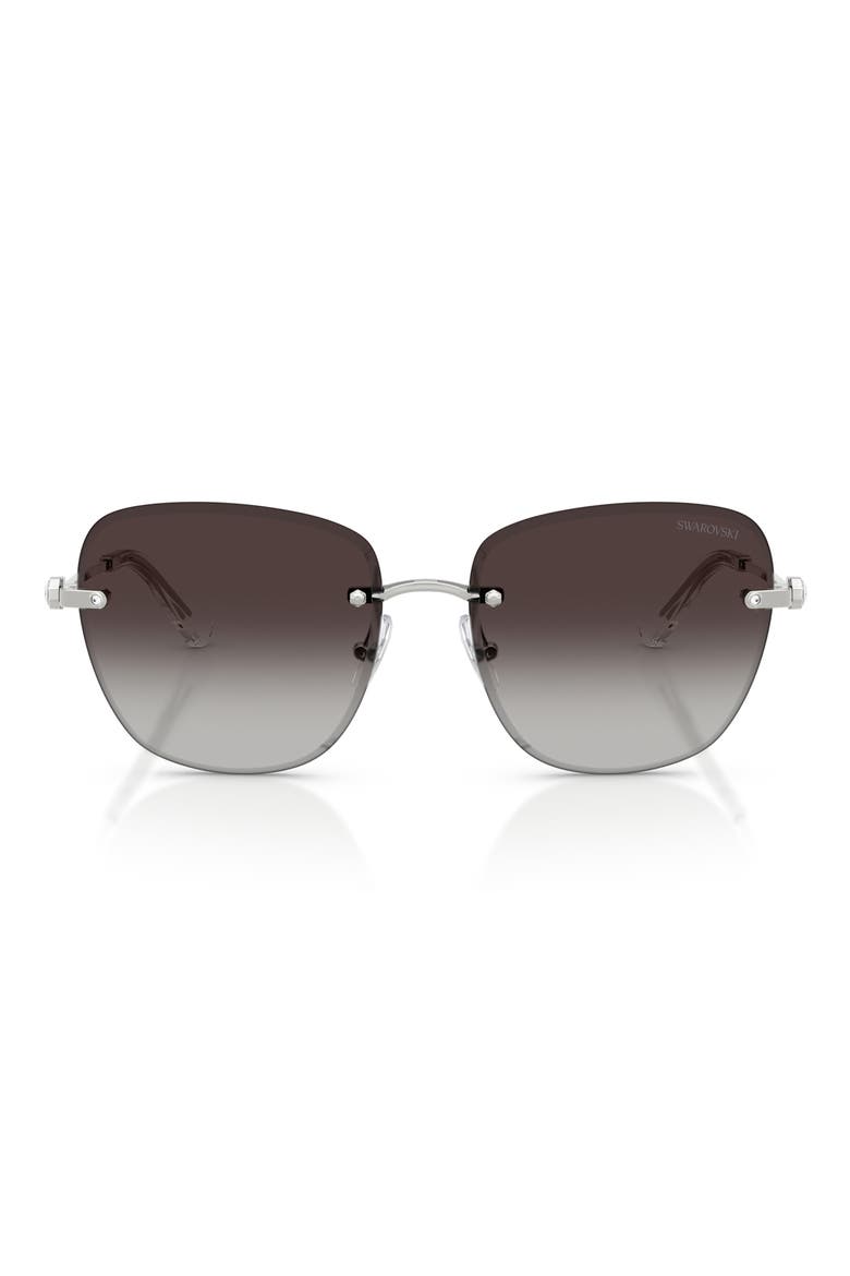 58mm Gradient Square Sunglasses, Main, color, SILVER / GRADIENT GREY