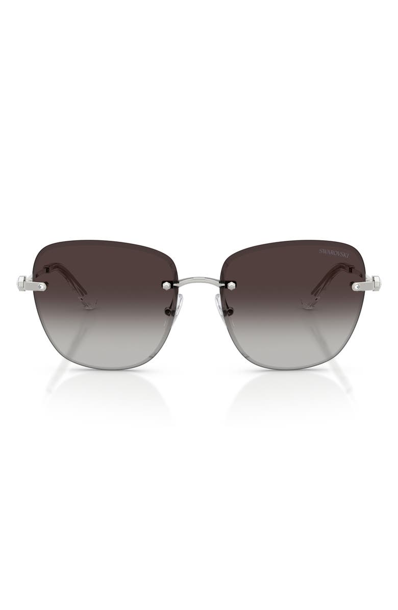 Swarovski 58mm Gradient Square Sunglasses, Main, color, Silver / Gradient Grey