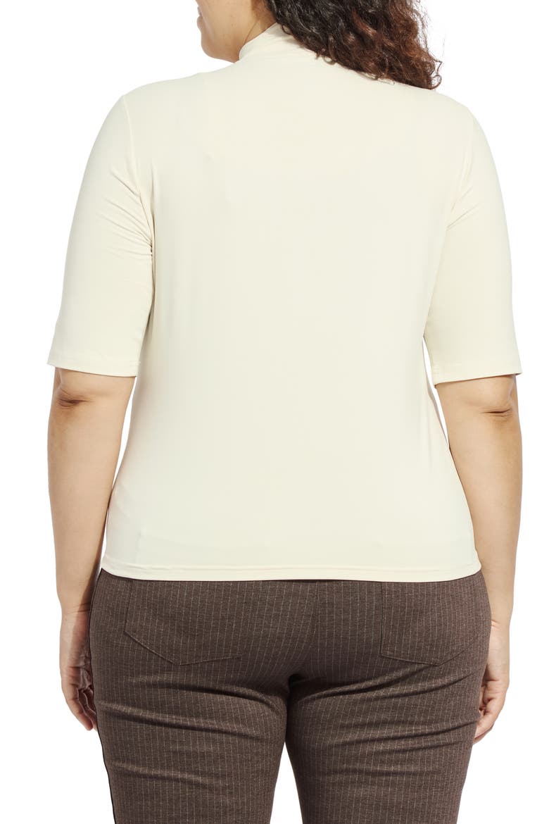 Clara Mock Neck Elbow Sleeve Top, Alternate, color, MACADAMIA