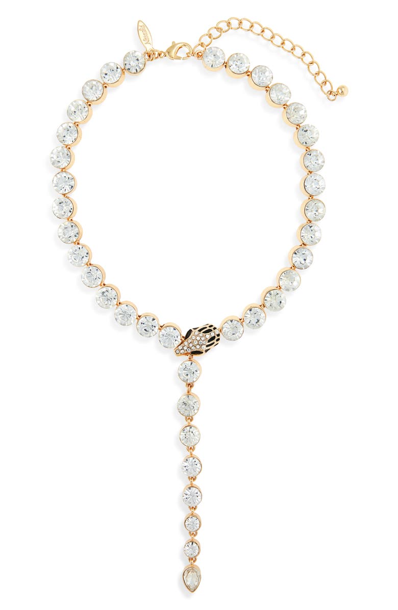 Tasha Snake Crystal Y-Necklace, Main, color, Gold Crystal