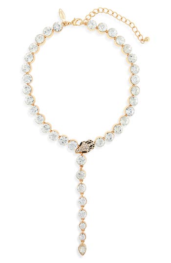 Tasha Snake Crystal Y-necklace In Gold