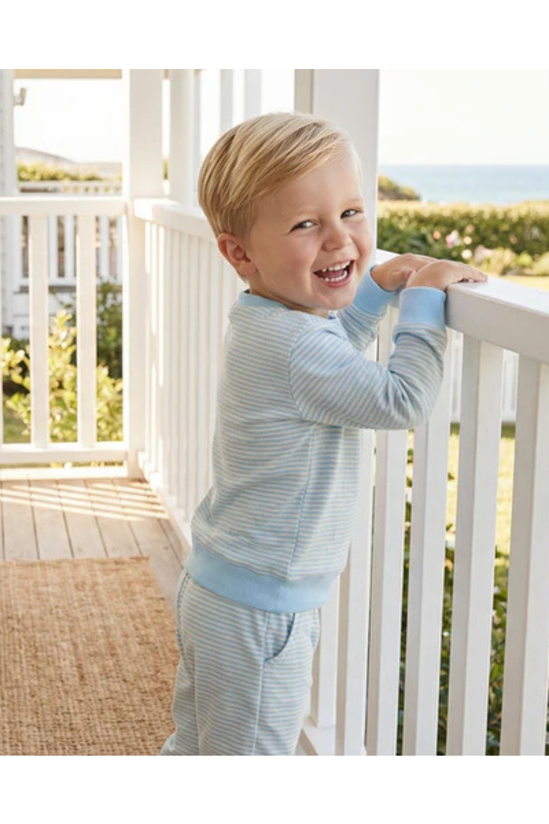 Seaside Stripe Little Lounger Sweatsuit, Alternate, color, Soft Blue and White Stripes