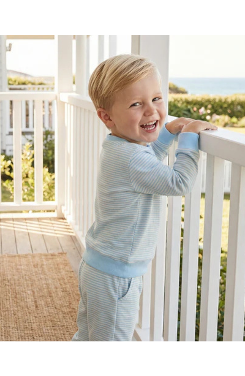 Motette Seaside Stripe Little Lounger Sweatsuit, Alternate, color, Soft Blue And White Stripes