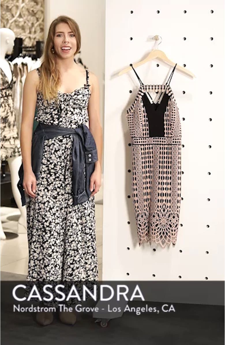 Contrast Chiffon Lace Halter Body-Con Dress, sales video thumbnail