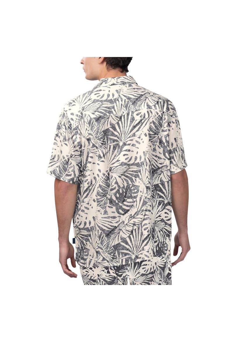 Men's Margaritaville Tan New Orleans Saints Sand Washed Monstera Print Party Button-Up Shirt, Alternate, color, Cream