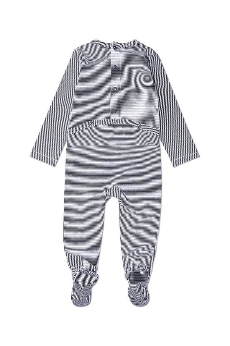 Baby and Toddler Stretchy Mini-Striped Cotton-Rich Footie, Alternate, color, Navy