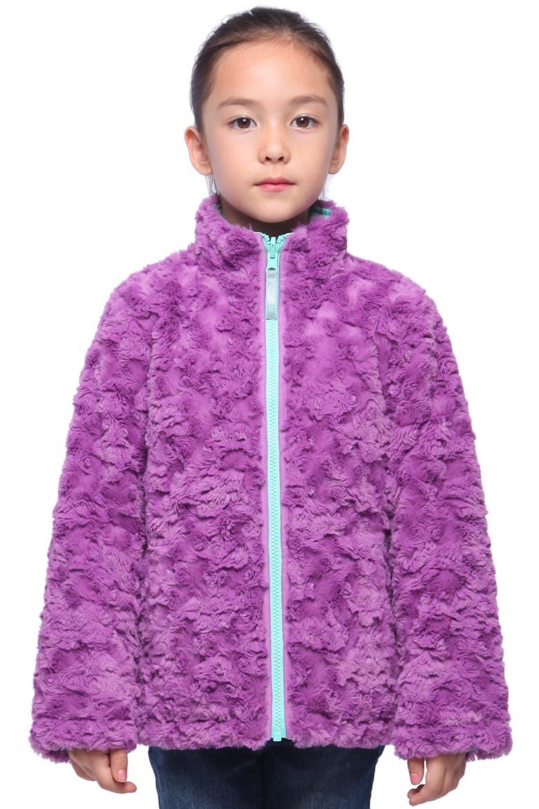 Kids' Reversible Fleece Puffer Jacket, Main, color, Mulberry Ice/ Green Printed