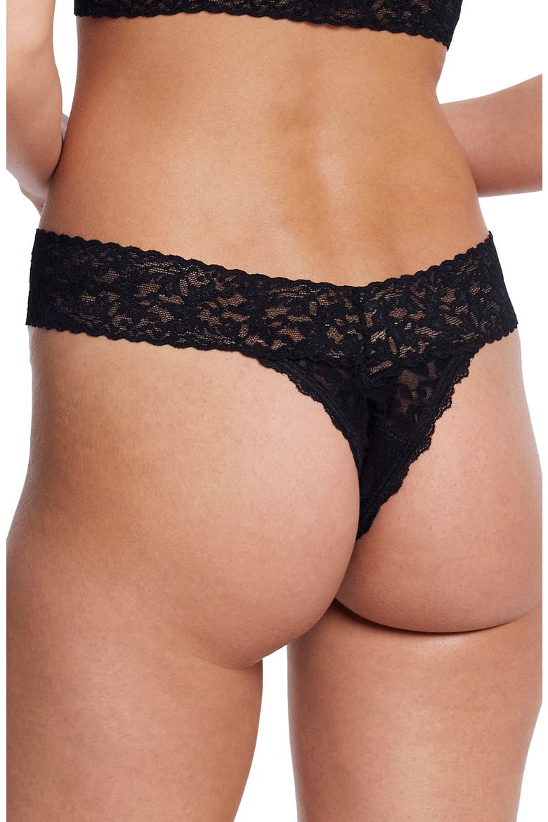 x Saalt Signature Lace Leakproof Original Rise Thong, Alternate, color, BLACK