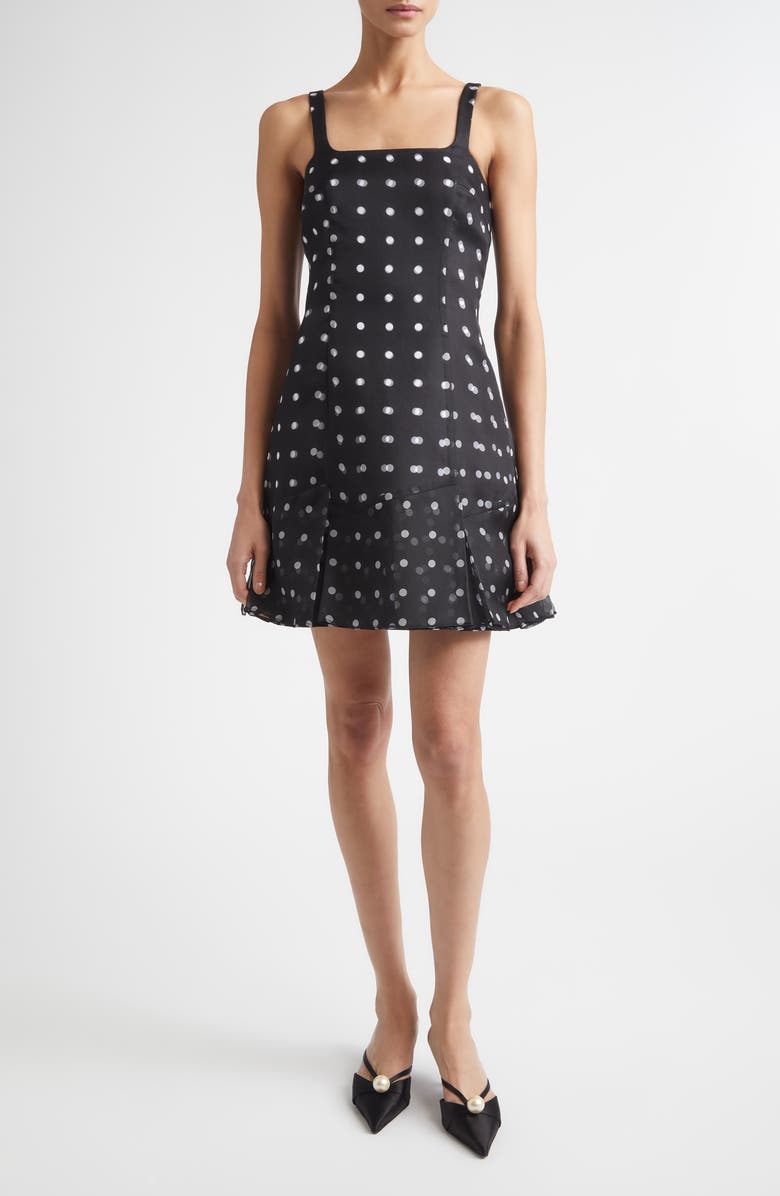 Emilia Wickstead Jueelee Layered Silk Organza Minidress, Main, color, Black Polka Dot
