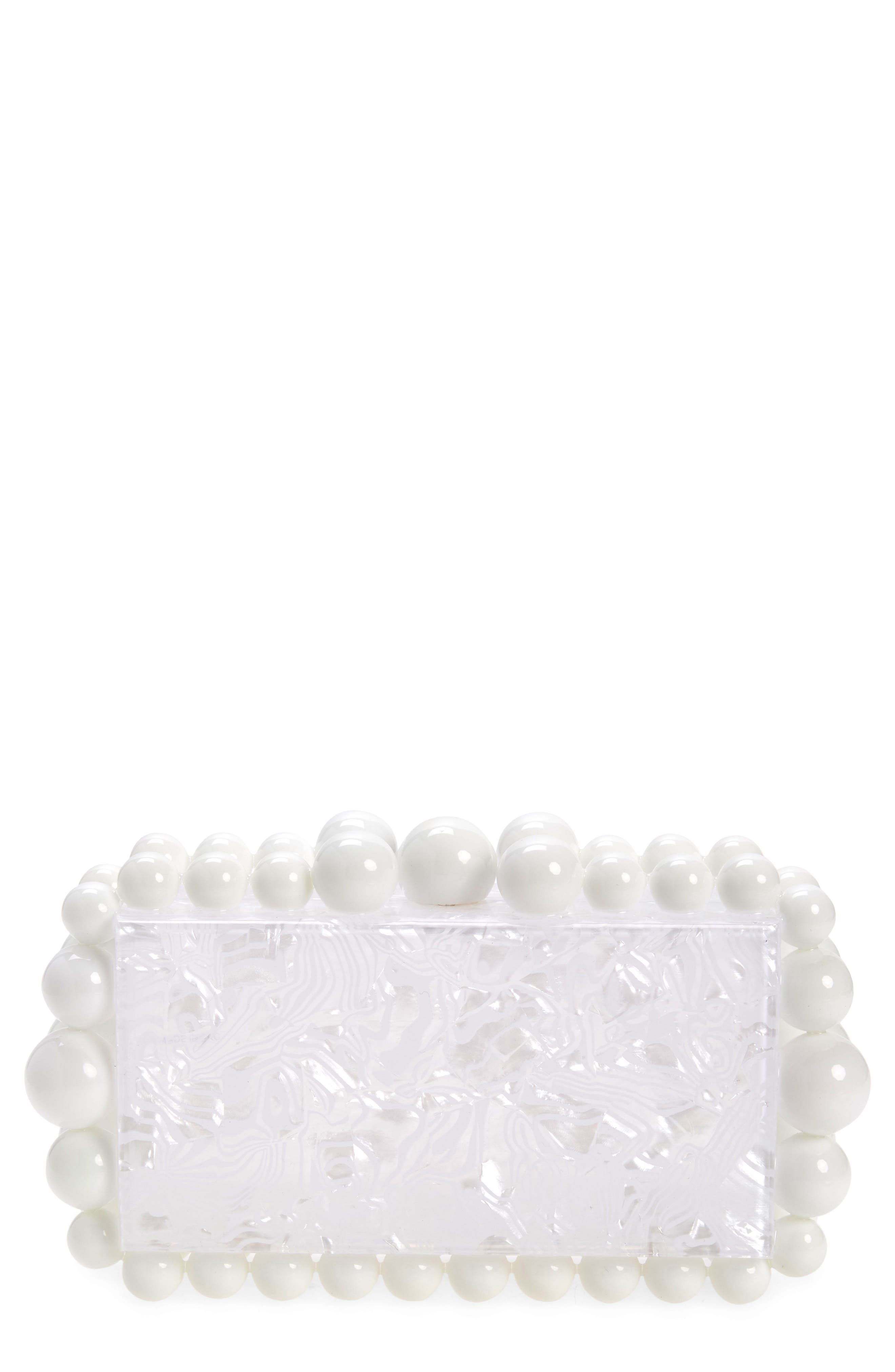 Cult Gaia Eos Beaded Acrylic Box Clutch, Main, color, 