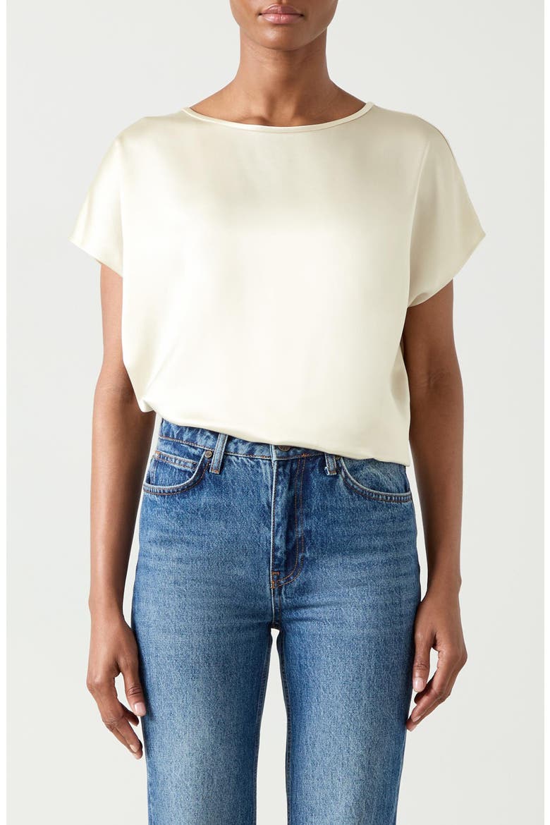 Lena Sleeveless Satin Top, Main, color, ECRU