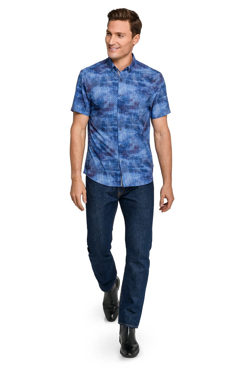 Brooklyn Brigade Textured Woven Short Sleeve Basic, Alternate, color, Navy