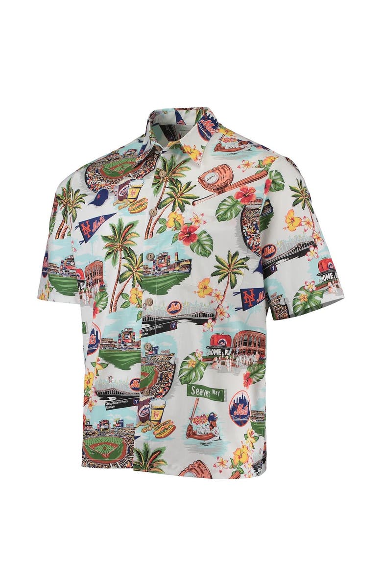 Reyn Spooner Men's Reyn Spooner White New York Mets Scenic Button-Up Shirt, Alternate, color, 