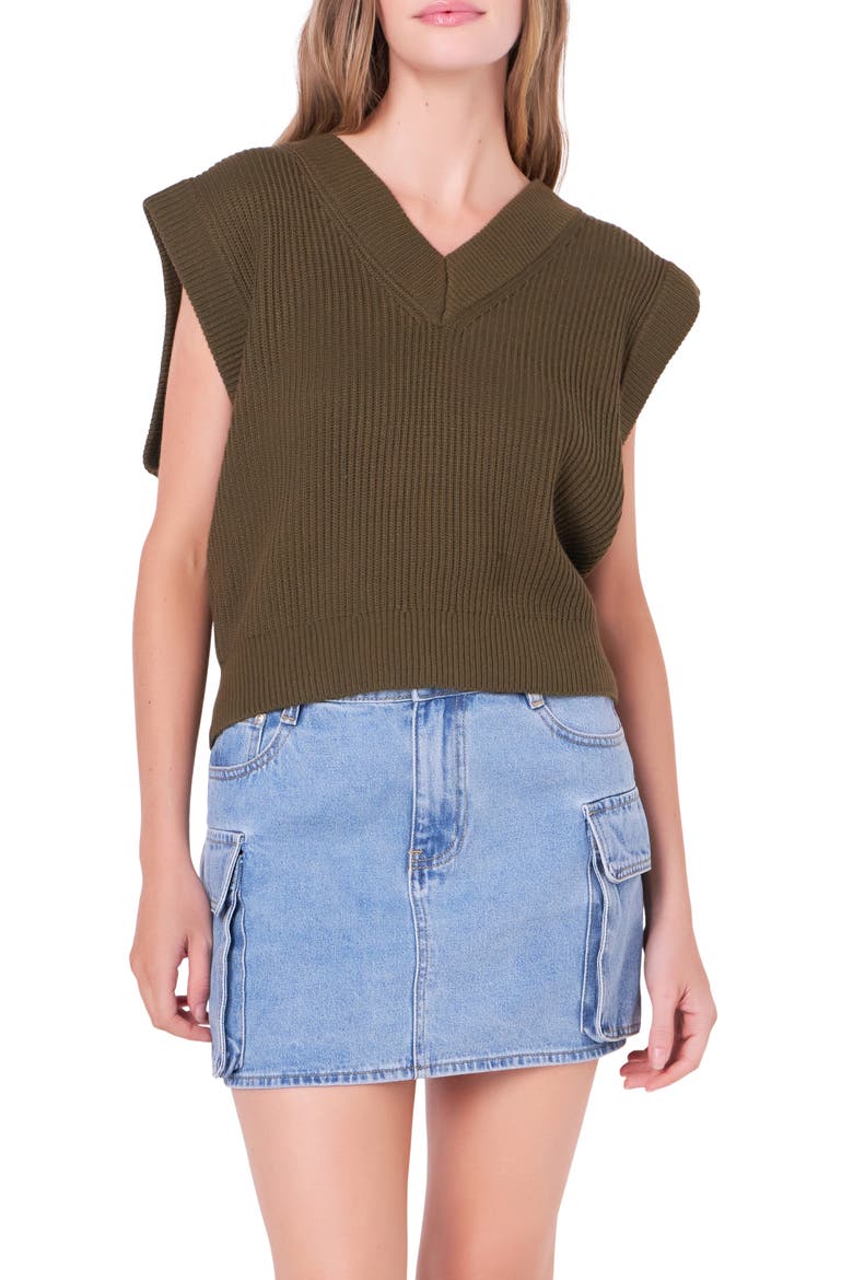 Throw On Sweater Vest, Main, color, OLIVE