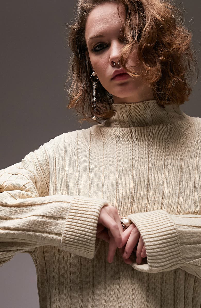 Topshop Oversize Long Sleeve Sweater Dress, Main, color, 