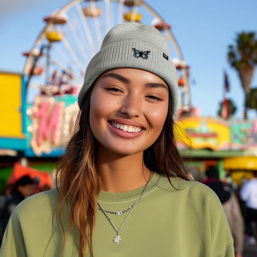 Dalix Butterfly Beanie In Light Gray