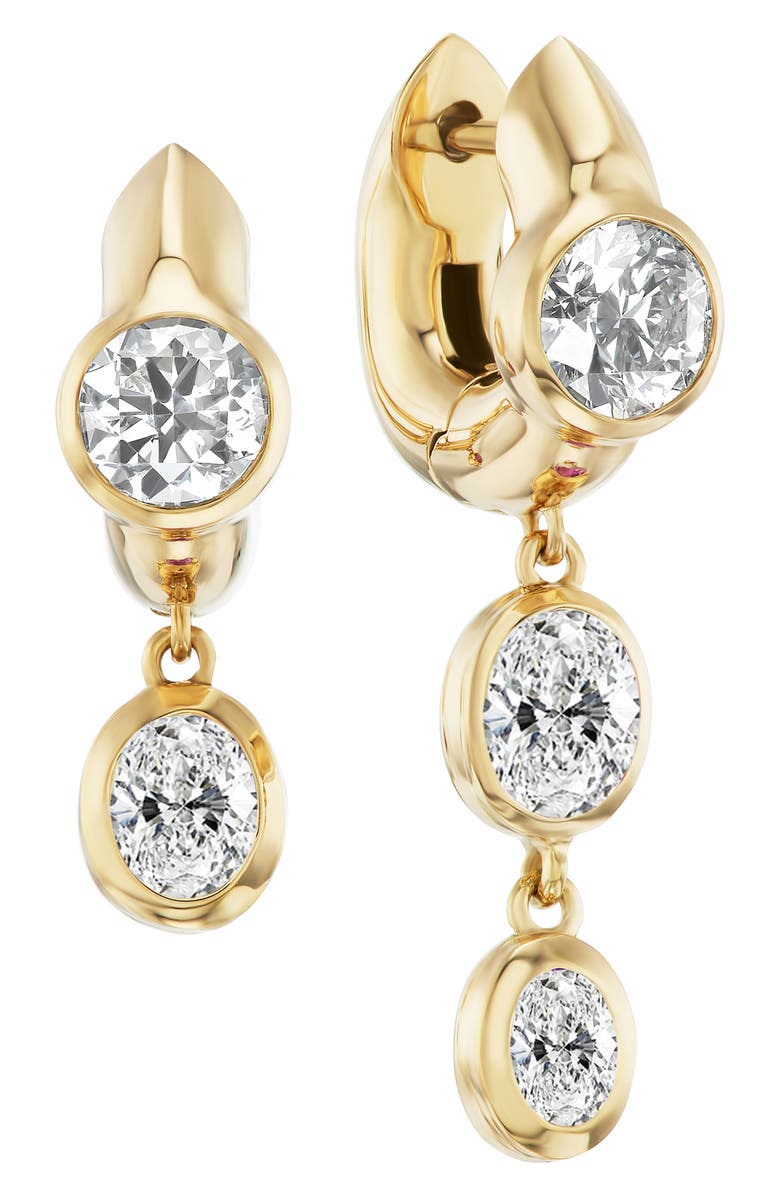 Uniform Object Tusk Bezel Set Diamond Drop Earrings, Main, color, Yellow Gold