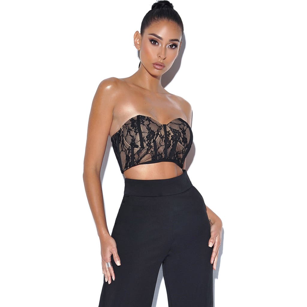 Miss Circle New Romance Bralette Lace Corset Top In Black