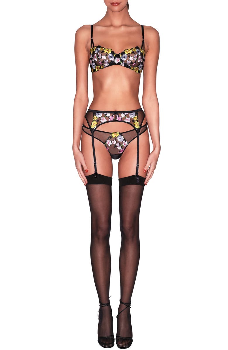 Fleur Du Mal Eden Balconette Bra, Alternate, color, Black