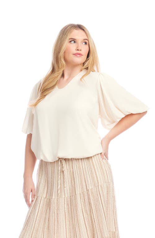 Karen Kane Puff Sleeve Crepe Top In Neutral