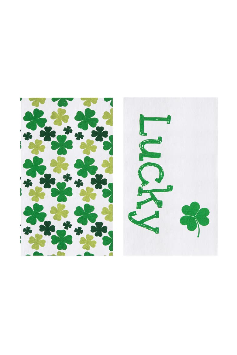Lucky Clover Kitchen Dishtowels Set of 2, Main, color, Green