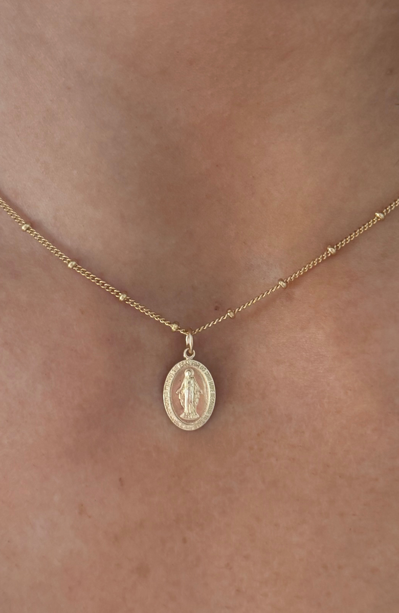 CUFFED BY NANO Blessed Mary 14k Gold Filled Necklace, Alternate, color, 