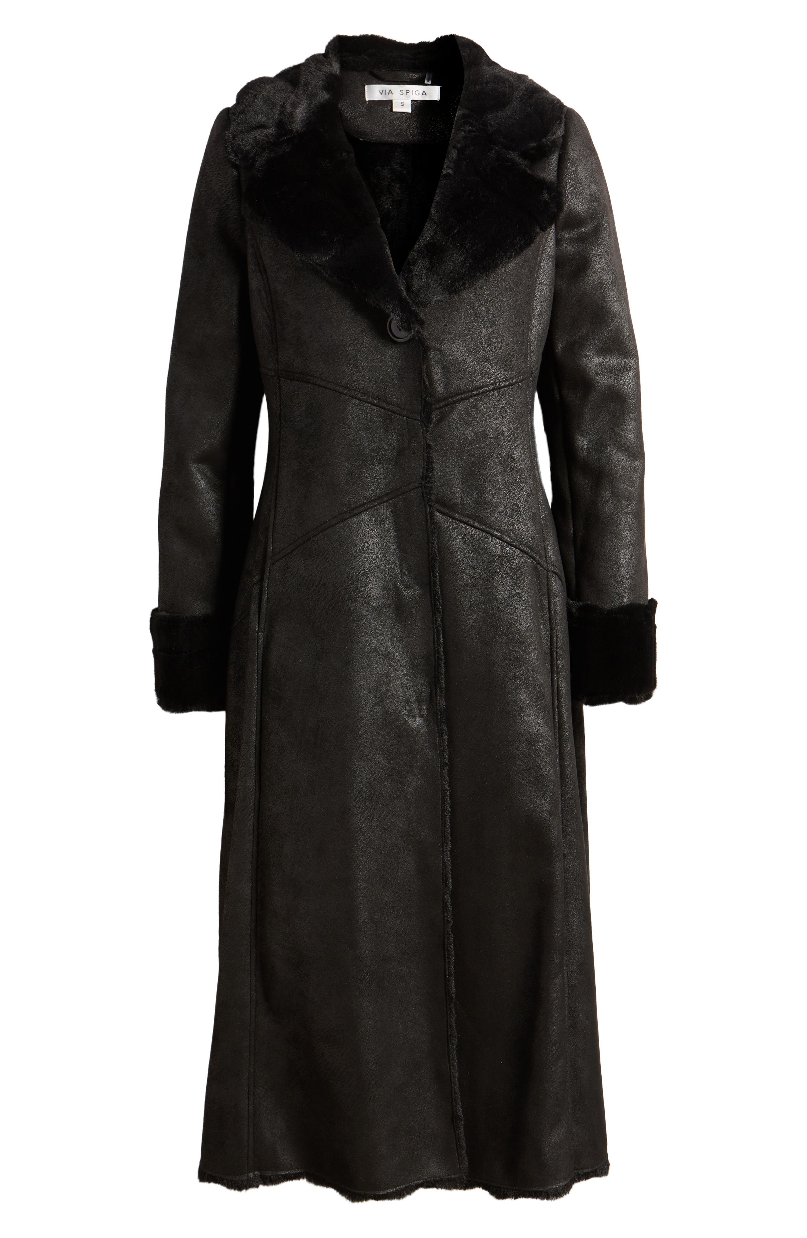 Longline Faux Shearling Coat