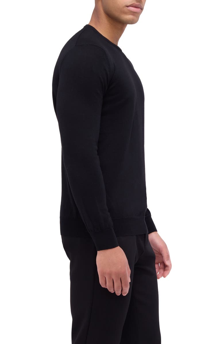 Bugatchi Scott Crewneck Merino Wool Sweater, Alternate, color, Black